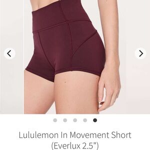 Lululemon Burgundy Yoga Shorts Size 6